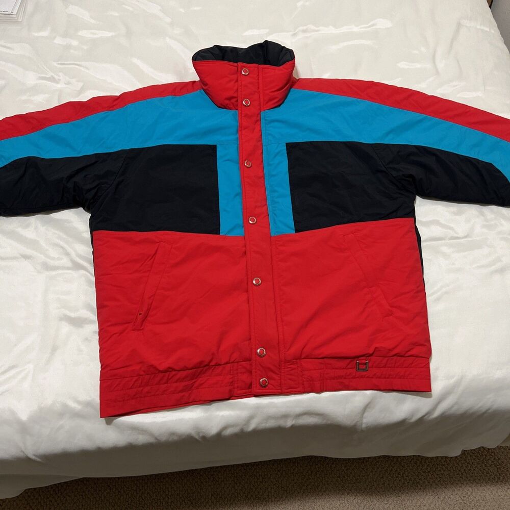 Vintage 90s Profile Puffer Ski Jacket Coat Mens L Nylon Retro Color Block Winter